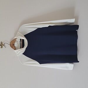 T by Talbots Navy Funnel Neck Pullover Size Large Petite LP